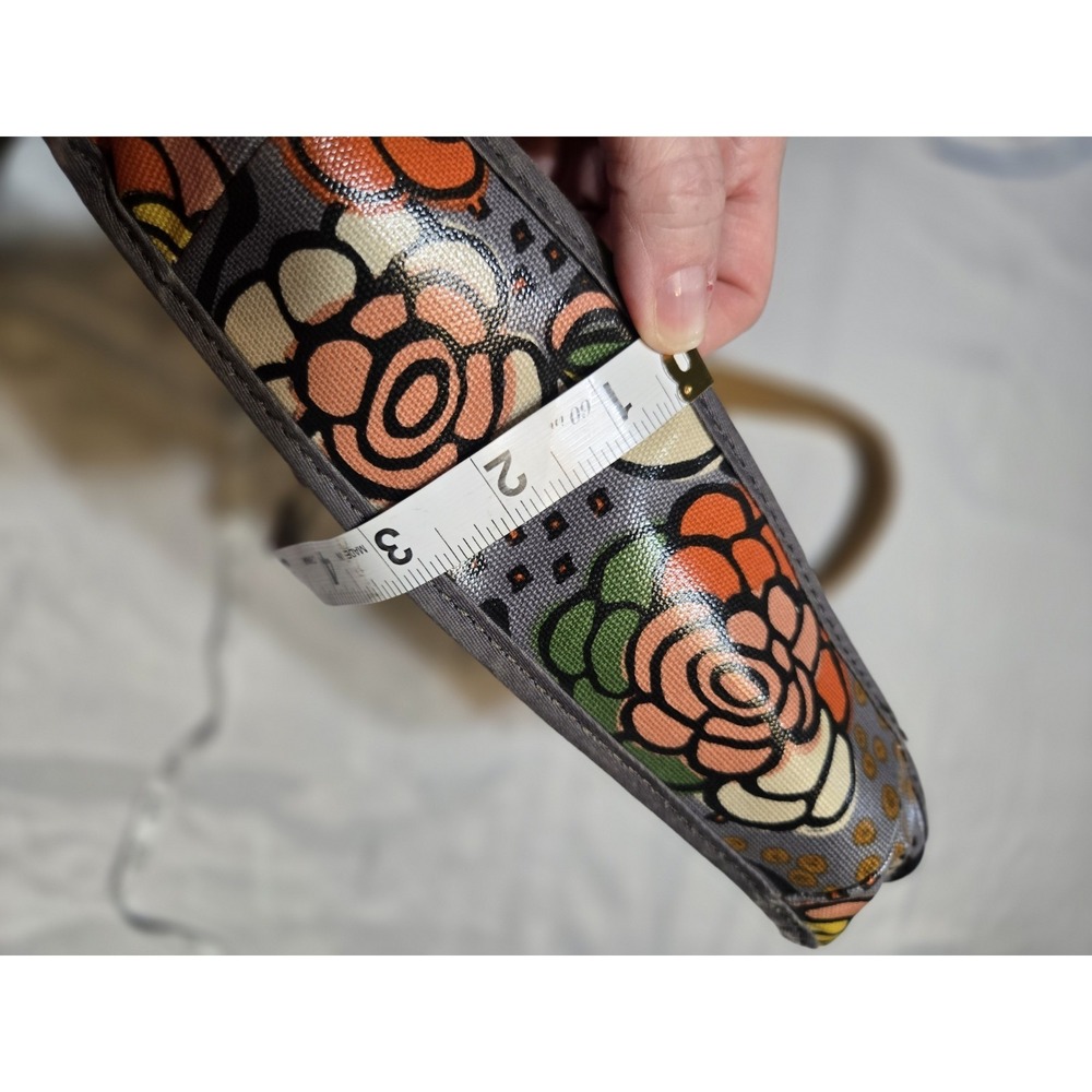 Vtg Fossil Key-Per Crossbody Bag Floral Grey Brown Oilcloth Medium Durable Zip - Picture 8 of 11